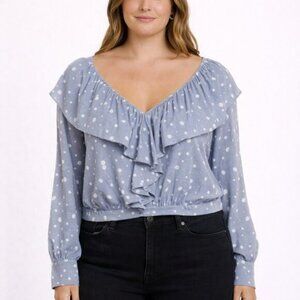 Lumiere Polka Dotted Ruffle Blouse Size S